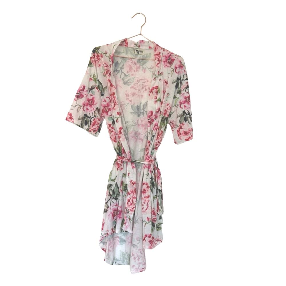 Show Me Your Mumu Pink Rose Floral Sheer Kimono robe
